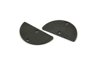 Semi Circle Charm, 8 Oxidized Black Brass Half Moon Blanks With 2 Holes, Findings, Pendants (22x12x1mm) D933
