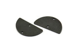 Semi Circle Charm, 8 Oxidized Black Brass Half Moon Blanks With 2 Holes, Findings, Pendants (22x12x1mm) D933