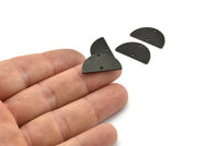 Semi Circle Charm, 8 Oxidized Black Brass Half Moon Blanks With 2 Holes, Findings, Pendants (22x12x1mm) D933