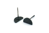 Semi Circle Earring, 10 Oxidized Black Brass Half Moon Stud Earrings (9x5x1mm) D0601 A1848