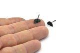 Semi Circle Earring, 10 Oxidized Black Brass Half Moon Stud Earrings (9x5x1mm) D0601 A1848