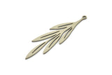 Steel Leaf Charm, Stainless Steel Leaf Charms With 1 Loop, Charm Pendants (48x14x0.80mm) SMP1615