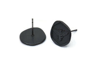 Bee Bee Earring, 4 Oxidized Black Brass Bee Stud Earrings (13x1.5mm) N1212 Q0656