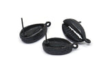 Black Shell Earring, 2 Oxidized Black Brass Cowrie Shell Stud Earrings With 1 Loop, Findings (20x11mm) N0910