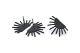 Black Sun Earring, 2 Oxidized Black Brass Sunshine Stud Earrings (21x14mm) N0711
