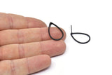 Black Drop Earring, 6 Oxidized Black Brass Drop Stud Earrings (22x14mm) BS 1139 A1124