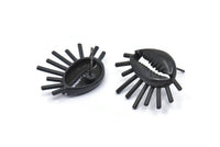 Black Shell Earring, 2 Oxidized Black Brass Cowrie Shell Stud Earrings, Findings (26x20mm) N1007 Q0963