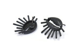 Black Shell Earring, 2 Oxidized Black Brass Cowrie Shell Stud Earrings, Findings (26x20mm) N1007 Q0963