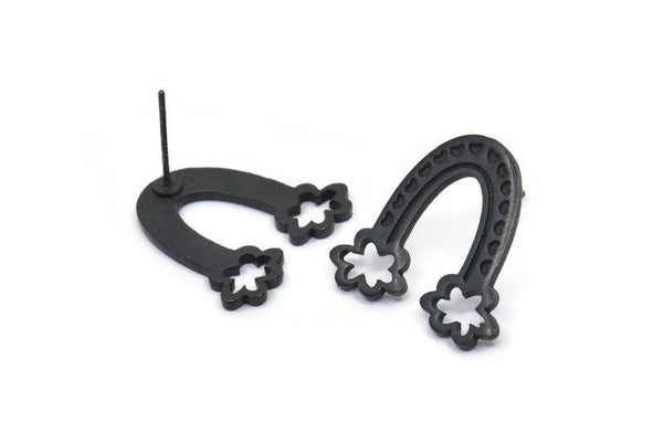 Küpe Çivisi, 2 Oksitlenmiş Siyah Pirinç - Siyah Küpeler - Siyah Küpeler - Gökkuşağı Küpeler - Küpeler (20x21x1,5 mm) N1539