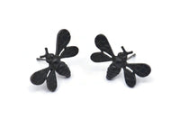 Siyah Arı Küpe, 2 Oksitlenmiş Siyah Pirinç Arı Küpe (21x12mm) N1515