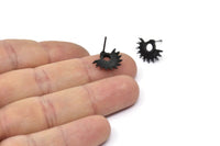 Küpe Çivisi, 4 Oksitlenmiş Siyah Pirinç - Siyah Güneş Küpeleri - Siyah Küpeler - Küpeler (15x12mm) N1545