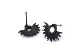 Küpe Çivisi, 4 Oksitlenmiş Siyah Pirinç - Siyah Güneş Küpeleri - Siyah Küpeler - Küpeler (15x12mm) N1545