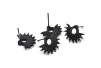 Küpe Çivisi, 4 Oksitlenmiş Siyah Pirinç - Siyah Güneş Küpeleri - Siyah Küpeler - Küpeler (15x12mm) N1545