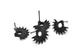Küpe Çivisi, 4 Oksitlenmiş Siyah Pirinç - Siyah Güneş Küpeleri - Siyah Küpeler - Küpeler (15x12mm) N1545