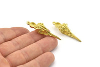 Bird Skull Charm, Raw Brass Bird Skull Necklace Pendants, Skull Charms With 1 Loop - Pad Size : 6mm (43x12x10mm) N2592