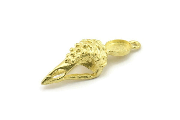 Bird Skull Charm, Raw Brass Bird Skull Necklace Pendants, Skull Charms With 1 Loop - Pad Size : 6x8mm (36x12x11mm) N2587