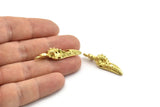 Bird Skull Charm, Raw Brass Bird Skull Necklace Pendants, Skull Charms With 1 Loop - Pad Size : 5mm (36x10x7mm) N2585