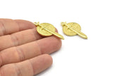 Brass Sword Charm, Raw Brass Sword And Shield Charms With 1 Loop, Sword Pendants (35x18x3mm) N2612
