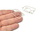 Silver Face Charm, 2 Antique Silver Plated Brass Man And Woman Face Charms With 1 Loop, Findings (39x24x0.80mm) A6676 H0787