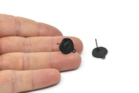 Siyah Göz Küpe, 1 Halkalı 4 Oksitlenmiş Siyah Pirinç Göz Küpe (13x15 mm) N1170