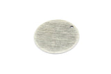 Silver Round Charm, 4 Textured Antique Silver Plated Brass Round Charms With 1 Hole, Blanks (18x0.80mm) M02848