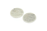 Silver Round Charm, 4 Textured Antique Silver Plated Brass Round Charms With 1 Hole, Blanks (18x0.80mm) M02848