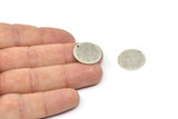 Silver Round Charm, 4 Textured Antique Silver Plated Brass Round Charms With 1 Hole, Blanks (18x0.80mm) M02848