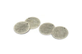 Silver Round Charm, 4 Textured Antique Silver Plated Brass Round Charms With 1 Hole, Blanks (18x0.80mm) M02848