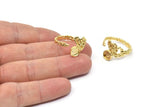 Gold Ring Setting, Gold Plated Brass Adjustable Rings With 1 Stone Settings - Pad Size 6mm N2547