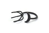 Black Moon Ring, 2 Oxidized Black Brass 6 Claw Ring For Natural Stones N1052