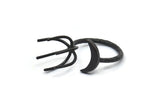 Black Moon Ring, 2 Oxidized Black Brass 6 Claw Ring For Natural Stones N1052