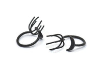 Black Moon Ring, 2 Oxidized Black Brass 6 Claw Ring For Natural Stones N1052