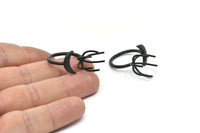 Black Moon Ring, 2 Oxidized Black Brass 6 Claw Ring For Natural Stones N1052