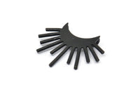 Moon and Sun, 2 Oxidized Black Brass Crescent Moon Pendants With 2 Loops (28x17x0.80mm) N0991
