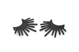 Moon and Sun, 2 Oxidized Black Brass Crescent Moon Pendants With 2 Loops (28x17x0.80mm) N0991