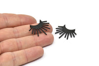 Moon and Sun, 2 Oxidized Black Brass Crescent Moon Pendants With 2 Loops (28x17x0.80mm) N0991