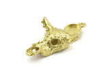 Brass Ox Skull, Raw Brass Ox Head Skull Charms With 1 Loop, Skull Pendants - Pad Size : 8mm (40x26x8mm) N2599