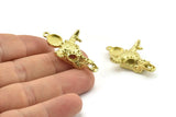 Brass Ox Skull, Raw Brass Ox Head Skull Charms With 1 Loop, Skull Pendants - Pad Size : 8mm (40x26x8mm) N2599