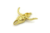 Brass Ox Skull, Raw Brass Ox Head Skull Charms With 1 Loop, Skull Pendants - Pad Size : 6mm (34x32x7mm) N2594