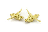 Brass Ox Skull, Raw Brass Ox Head Skull Charms With 1 Loop, Skull Pendants - Pad Size : 8mm (47x38x12mm) N2604