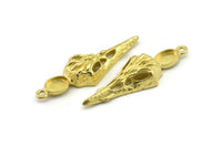 Bird Skull Charm, Raw Brass Bird Skull Necklace Pendants, Skull Charms With 1 Loop - Pad Size : 6x8mm (44x15x7mm) N2601