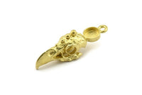 Bird Skull Charm, Raw Brass Bird Skull Necklace Pendants, Skull Charms With 1 Loop - Pad Size : 6mm (35x9x11mm) N2589
