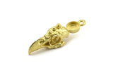 Bird Skull Charm, Raw Brass Bird Skull Necklace Pendants, Skull Charms With 1 Loop - Pad Size : 6mm (35x9x11mm) N2589