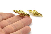Bird Skull Charm, Raw Brass Bird Skull Necklace Pendants, Skull Charms With 1 Loop - Pad Size : 6mm (35x9x11mm) N2589