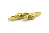 Bird Skull Charm, Raw Brass Bird Skull Necklace Pendants, Skull Charms With 1 Loop - Pad Size : 6x8mm (37x9x10mm) N2597