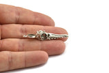 Bird Skull Charm, Antique Silver Plated Brass Bird Skull Necklace Pendants, Skull Charms With 1 Loop - Pad Size : 6x8mm (45x9x10mm) N2582