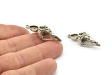 Bird Skull Charm, Antique Silver Plated Brass Bird Skull Necklace Pendants, Skull Charms With 1 Loop - Pad Size : 6x8mm (37x11x11mm) N2598