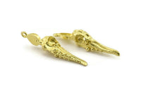 Bird Skull Charm, Raw Brass Bird Skull Necklace Pendants, Skull Charms With 1 Loop - Pad Size : 6x8mm (46x9x10mm) N2600