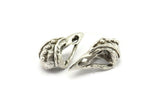 Tiny Bird Skull, Antique Silver Plated Brass Bird Skull Pendants, Brass Skull Charm (24x12x11mm) N2593