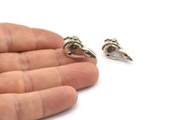 Tiny Bird Skull, Antique Silver Plated Brass Bird Skull Pendants, Brass Skull Charm (24x12x11mm) N2593